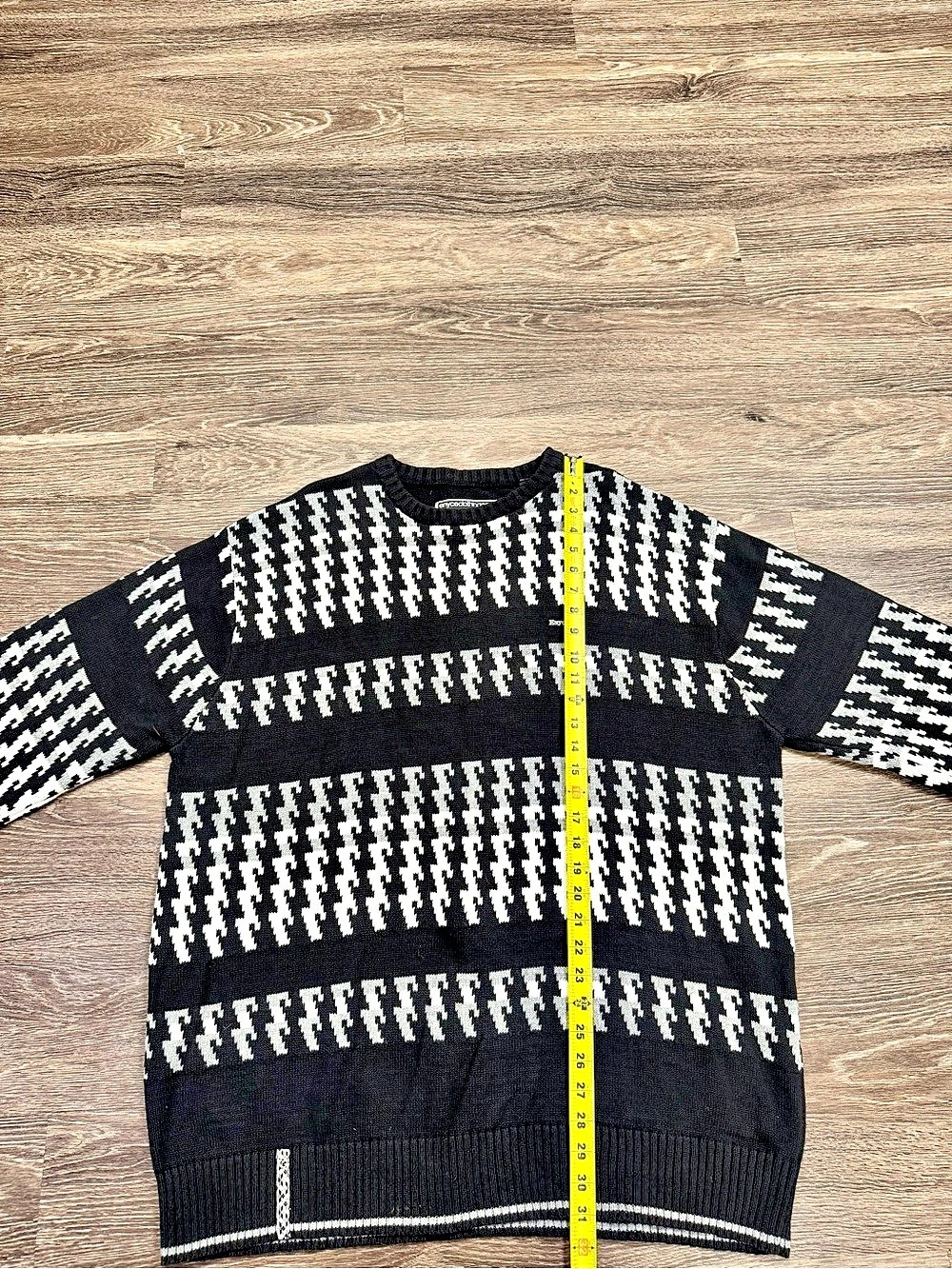 Vintage 2000s Enyce Men’s 3XL Black White Geometric Cotton Sweater - Picture 6 of 6